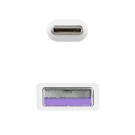 Nanocable Cable USB 2.0 USB-C a USB-A 3A Blanco 0.5 m